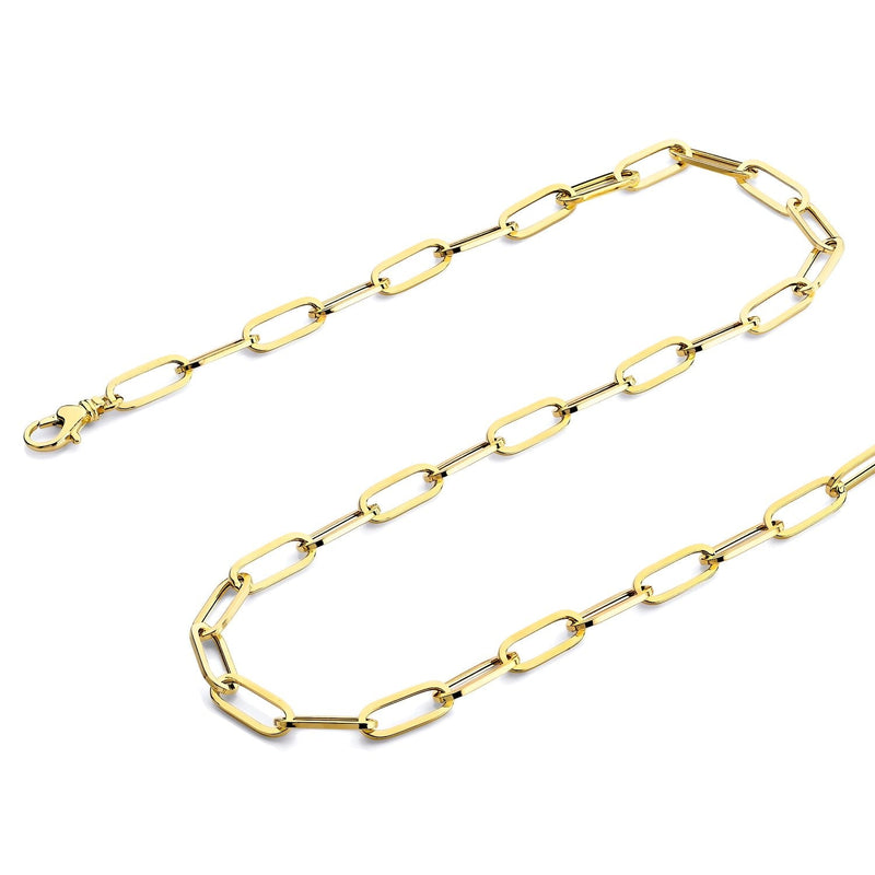 Yellow Gold Hollow Paper Clip Chain