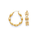 Yellow Gold Hollow Puff Mariner Hoop Earrings