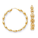 Yellow Gold Hollow Puff Mariner Hoop Earrings