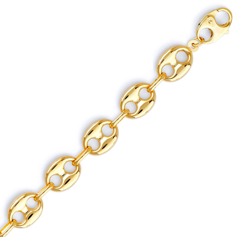 Yellow Gold Hollow Puff Mariner Necklace