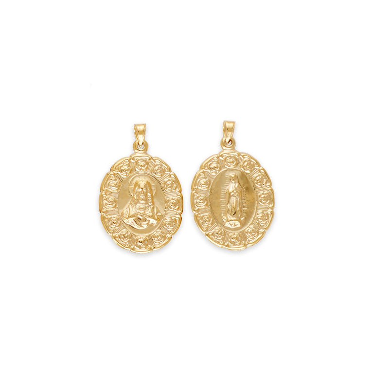 Yellow Gold Hollow Reversible Stamp Oval Pendant