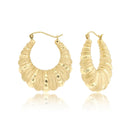 Yellow Gold Hollow Round D/C Shrimp Hoop Earring