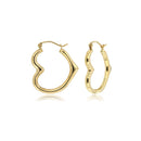 Yellow Gold Hollow Super Light Heart Hoop Earrings ER-20099