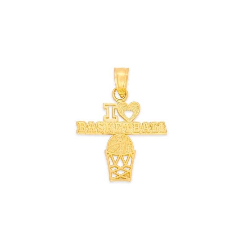 Yellow Gold I Love Basketball Pendant PN-10367