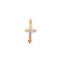 Yellow Gold INRI Fleur De Lis Cross Pendant with Rose Gold Jesus
