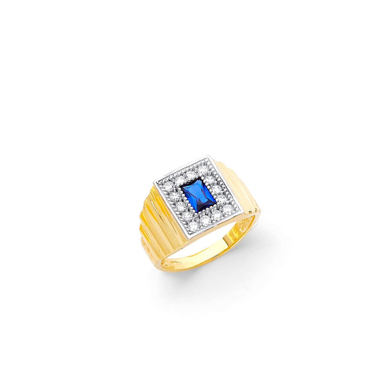 Yellow Gold Men's Color Stone Ring RG-10042