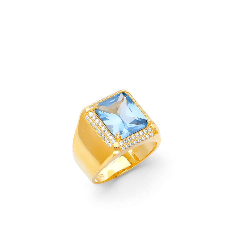 Yellow Gold Men's Color Stone Ring RG-10049