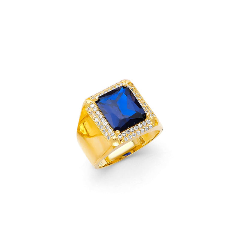 Yellow Gold Men's Color Stone Ring RG-10051