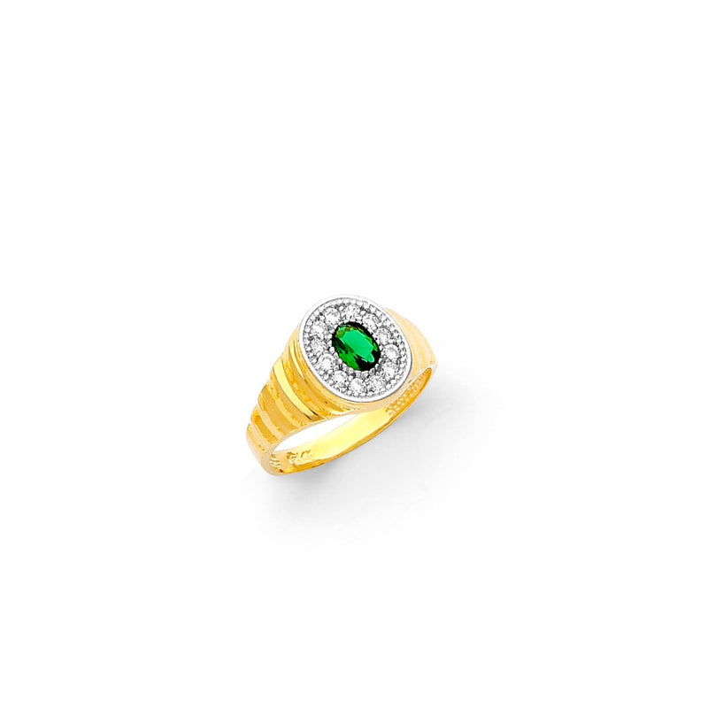Yellow Gold Men's Color Stone Ring RG-10058