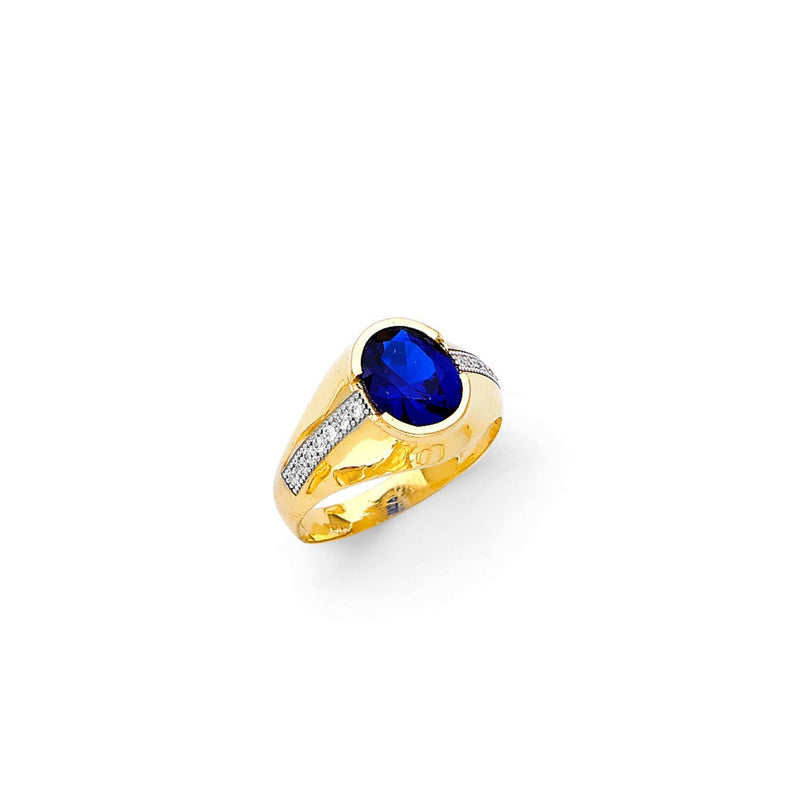 Yellow Gold Men's Color Stone Ring RG-10066