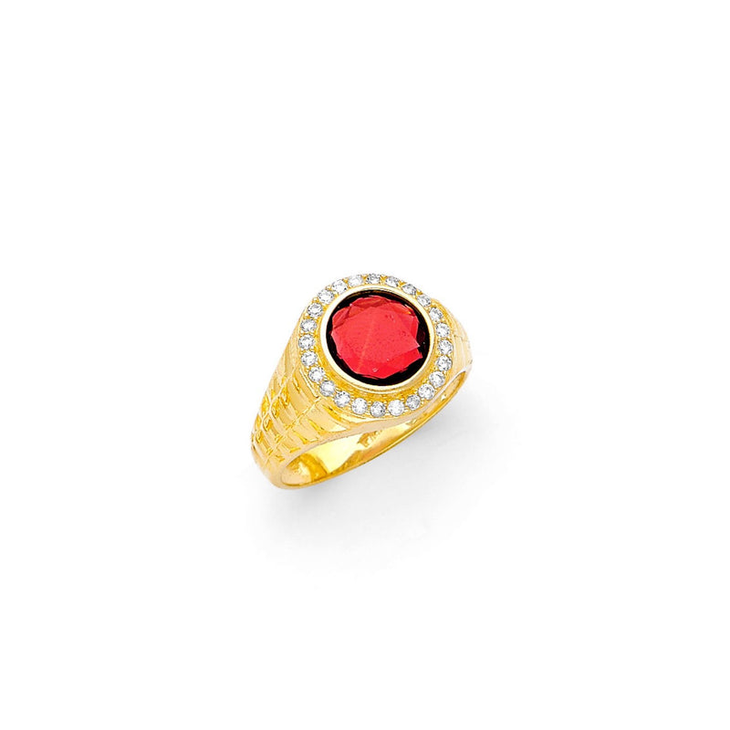 Yellow Gold Men's Color Stone Ring RG-10075