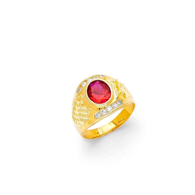 Yellow Gold Men's Color Stone Ring RG-10079