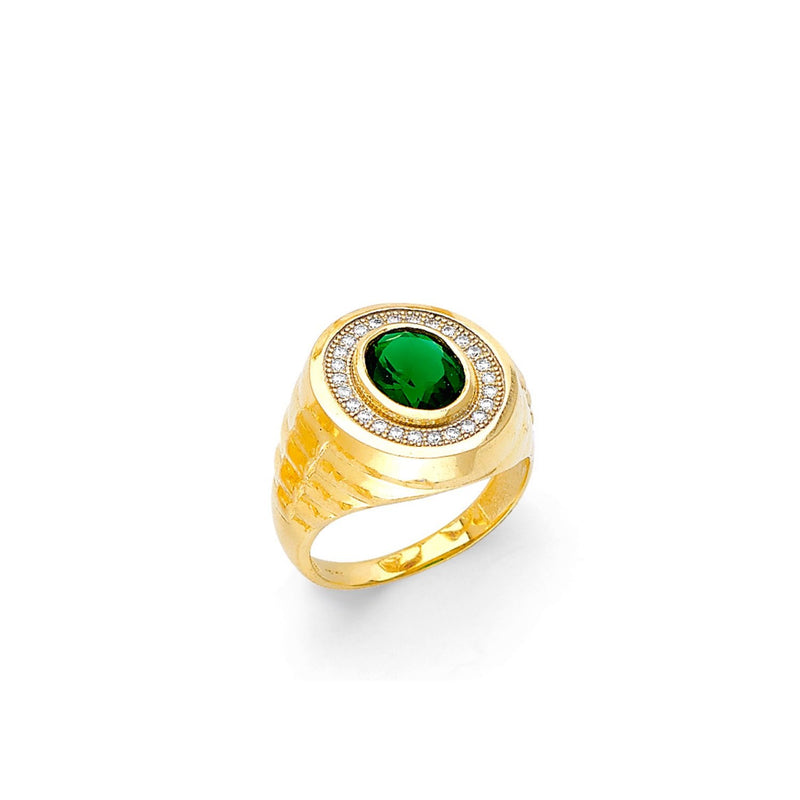 Yellow Gold Men's Color Stone Ring RG-10084