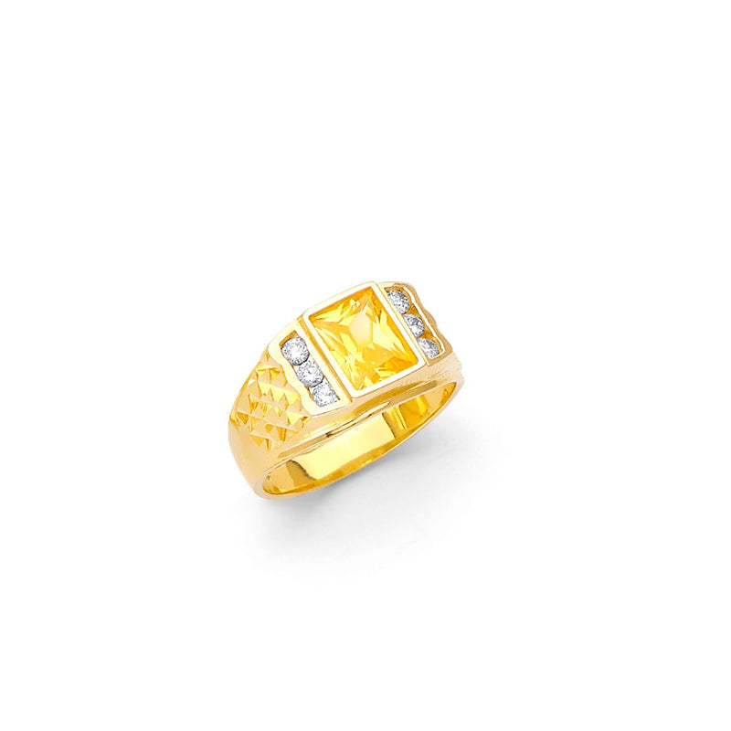 Yellow Gold Men's Color Stone Ring RG-10045