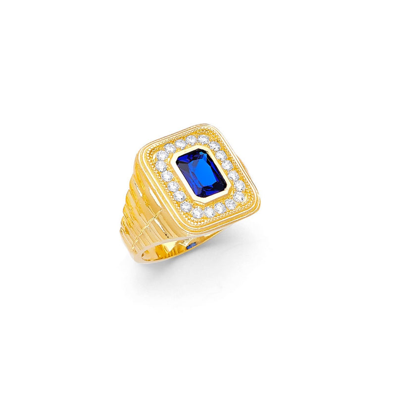Yellow Gold Men's Color Stone Ring RG-20054