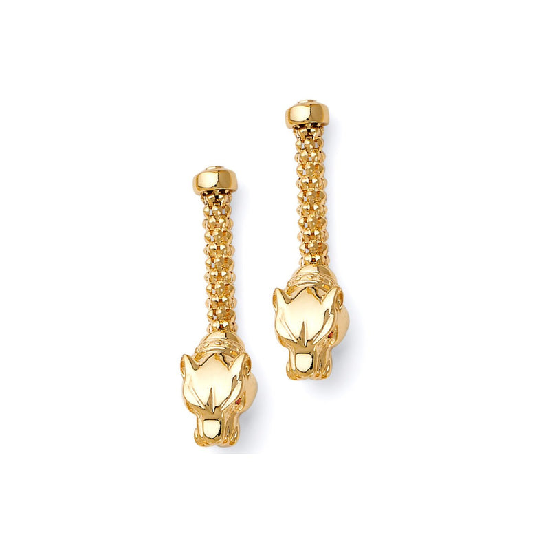 Yellow Gold Mesh Fancy Italian Panther Stud Earring