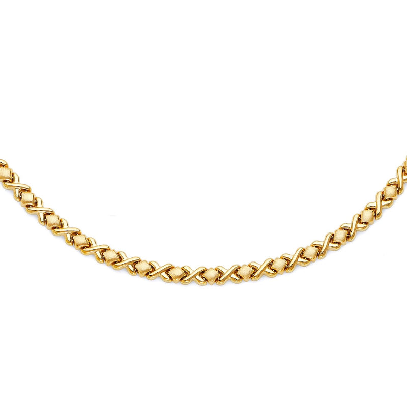 Yellow Gold Mini XO Stampato Link Necklace