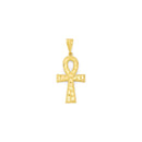 Yellow Gold Nugget Ankh Pendant PN-20377