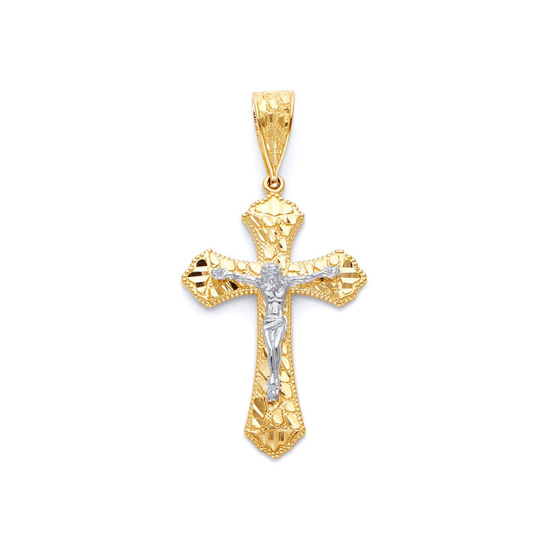 Yellow Gold Nugget Crucifix Pendant PN-10128