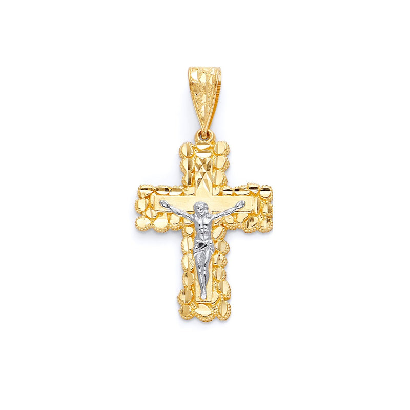 Yellow Gold Nugget Crucifix Pendant PN-10130