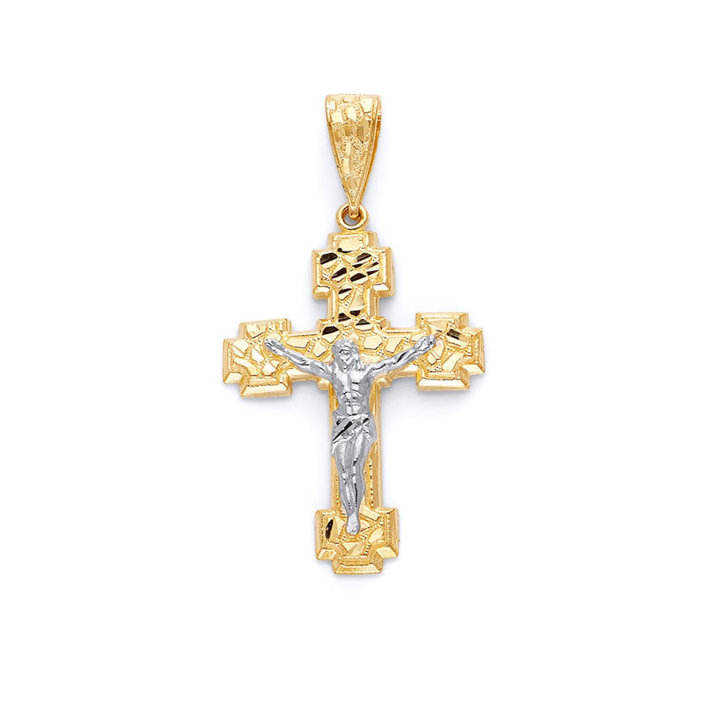 Yellow Gold Nugget Crucifix Pendant PN-10131