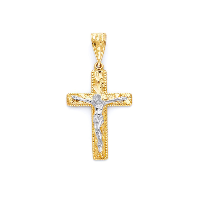 Yellow Gold Nugget Crucifix Pendant PN-10132