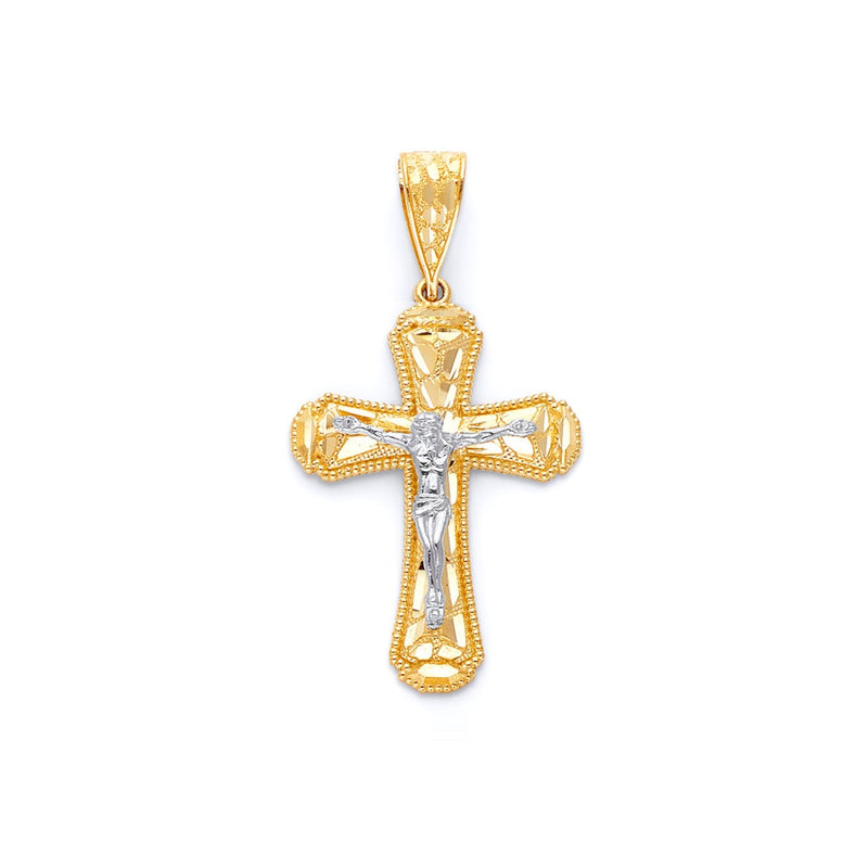 Yellow Gold Nugget Crucifix Pendant PN-10134