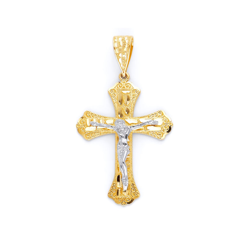 Yellow Gold Nugget Crucifix Pendant PN-10135