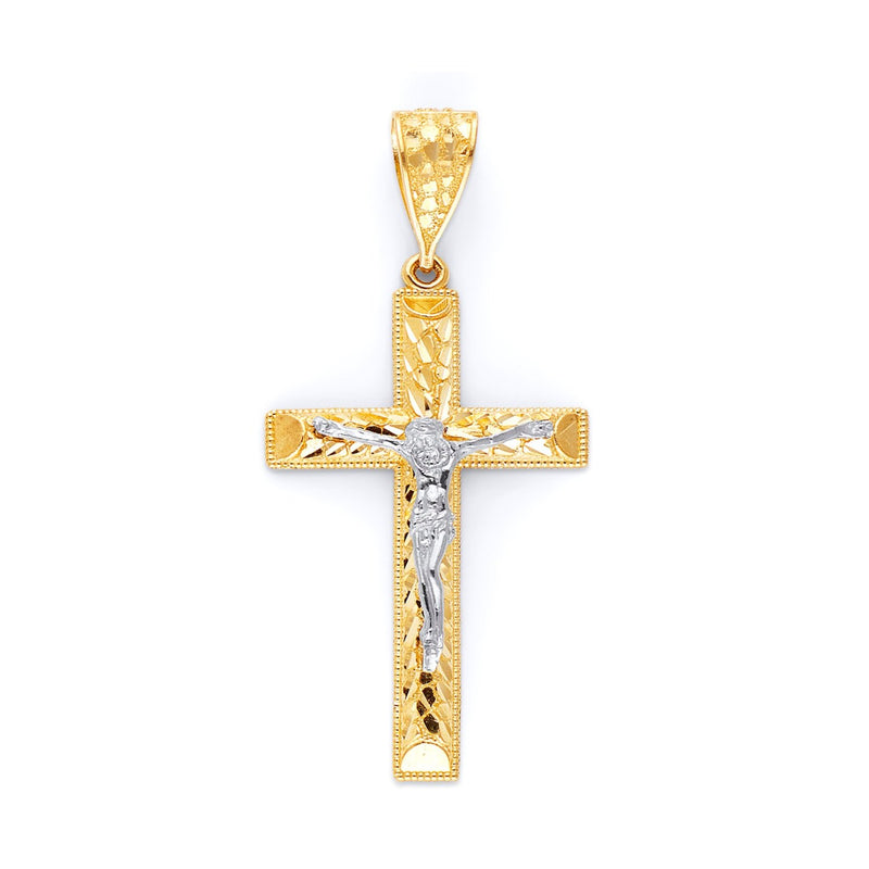 Yellow Gold Nugget Crucifix Pendant PN-10139
