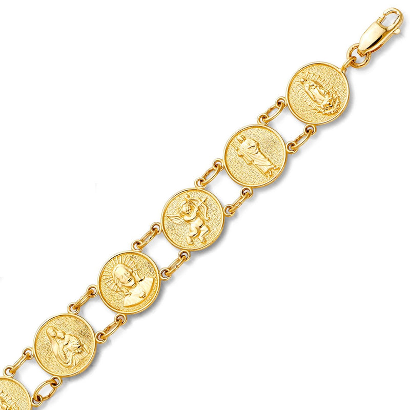 Yellow Gold Saints Medal Bracelet